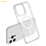 AMORUS For iPhone 15 Pro Magnetic Case Compatible with MagSafe Glitter Powder PC + TPU Phone Cover