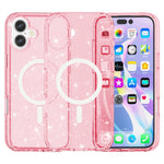 AMORUS For iPhone 16 Plus Magnetic Case Compatible with MagSafe Glitter Powder PC + TPU Phone Cover