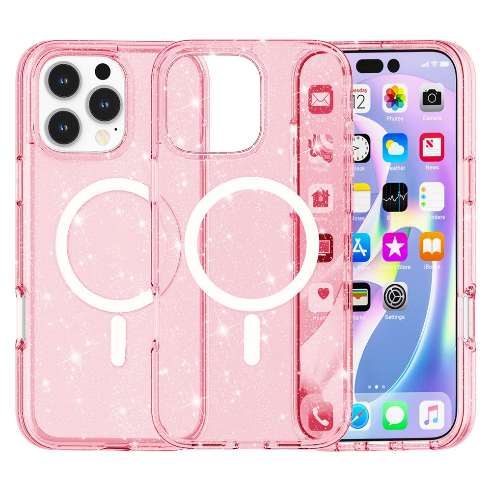 AMORUS For iPhone 16 Pro Max Magnetic Case Compatible with MagSafe Glitter Powder PC + TPU Phone Cover