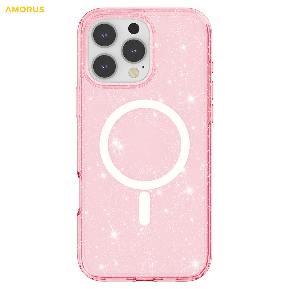 AMORUS For iPhone 16 Pro Max Magnetic Case Compatible with MagSafe Glitter Powder PC + TPU Phone Cover