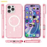AMORUS For iPhone 16 Pro Max Magnetic Case Compatible with MagSafe Glitter Powder PC + TPU Phone Cover