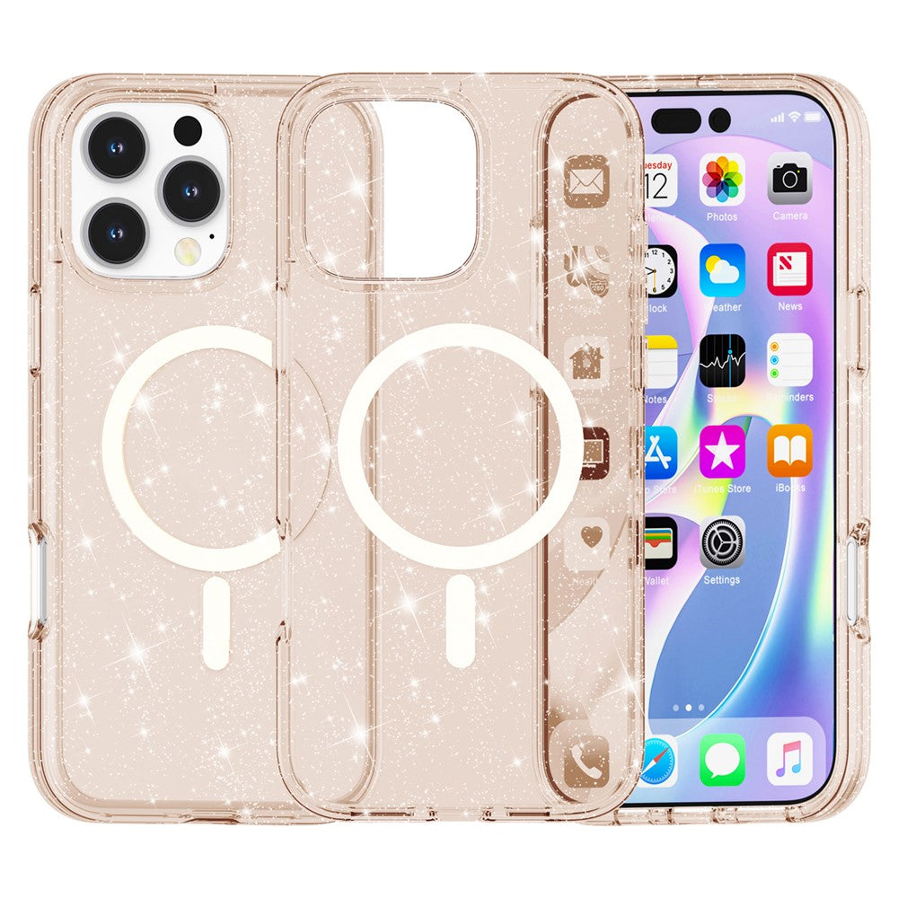 AMORUS For iPhone 16 Pro Max Magnetic Case Compatible with MagSafe Glitter Powder PC + TPU Phone Cover