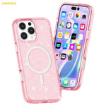 AMORUS For iPhone 16 Pro Magnetic Case Compatible with MagSafe Glitter Powder PC + TPU Phone Cover