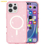 AMORUS For iPhone 16 Pro Magnetic Case Compatible with MagSafe Glitter Powder PC + TPU Phone Cover