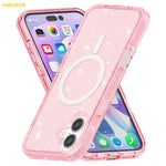AMORUS For iPhone 16 Magnetic Case Compatible with MagSafe Glitter Powder PC + TPU Phone Cover