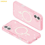 AMORUS For iPhone 16 Magnetic Case Compatible with MagSafe Glitter Powder PC + TPU Phone Cover