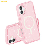 AMORUS For iPhone 16 Magnetic Case Compatible with MagSafe Glitter Powder PC + TPU Phone Cover