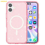 AMORUS For iPhone 16 Magnetic Case Compatible with MagSafe Glitter Powder PC + TPU Phone Cover