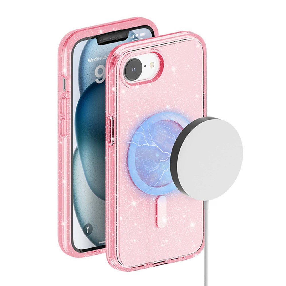 AMORUS For iPhone 17e / 16e Magnetic Case Compatible with MagSafe Glitter Powder PC + TPU Phone Cover