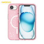AMORUS For iPhone 17e / 16e Magnetic Case Compatible with MagSafe Glitter Powder PC + TPU Phone Cover