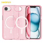 AMORUS For iPhone 17e / 16e Magnetic Case Compatible with MagSafe Glitter Powder PC + TPU Phone Cover