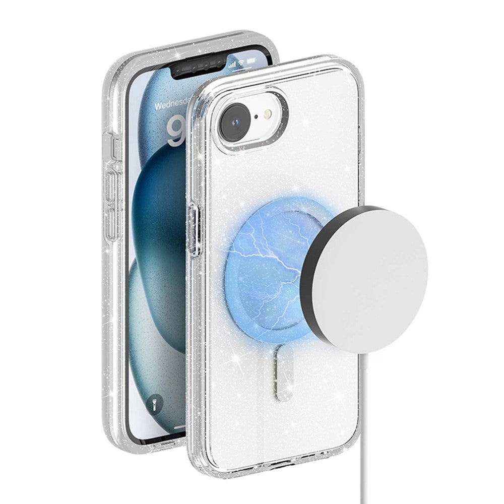 AMORUS For iPhone 17e / 16e Magnetic Case Compatible with MagSafe Glitter Powder PC + TPU Phone Cover