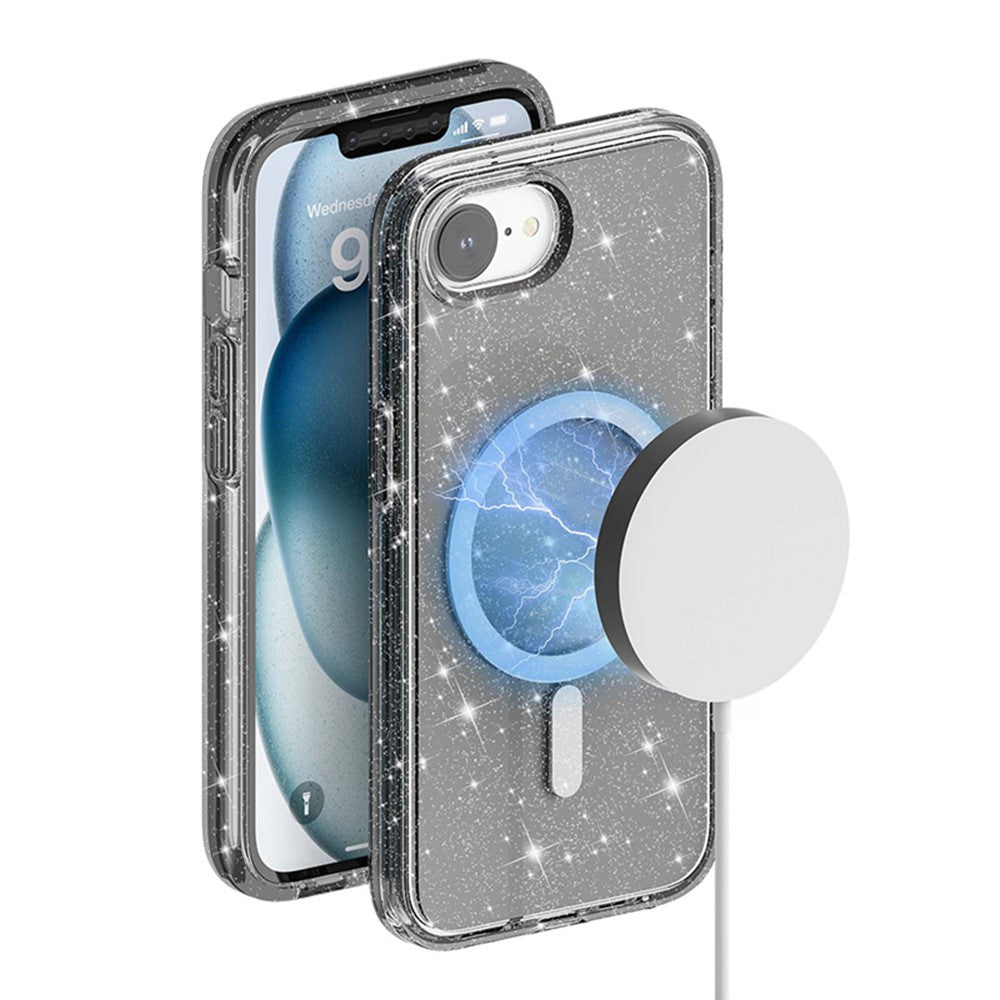 AMORUS For iPhone 17e / 16e Magnetic Case Compatible with MagSafe Glitter Powder PC + TPU Phone Cover