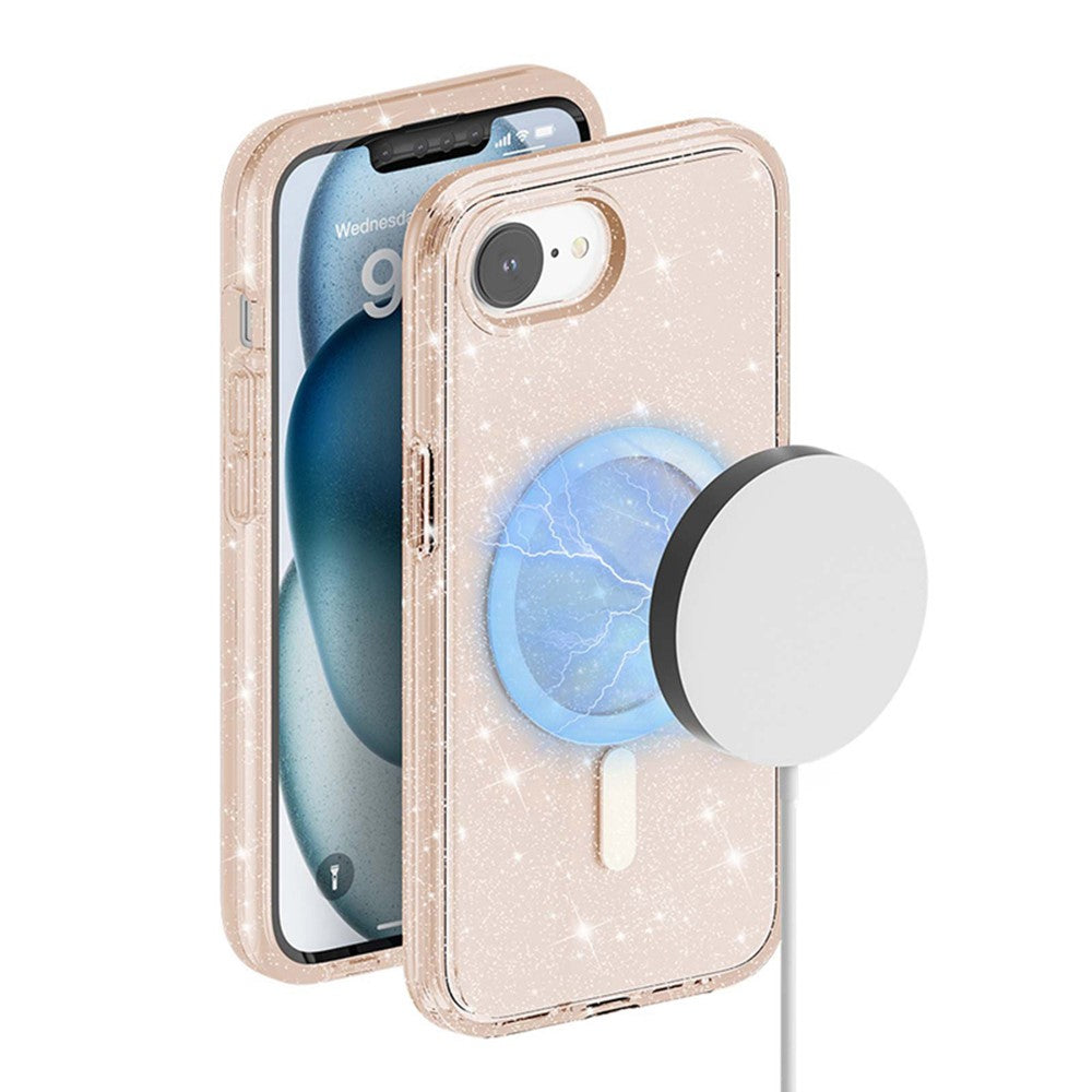 AMORUS For iPhone 17e / 16e Magnetic Case Compatible with MagSafe Glitter Powder PC + TPU Phone Cover