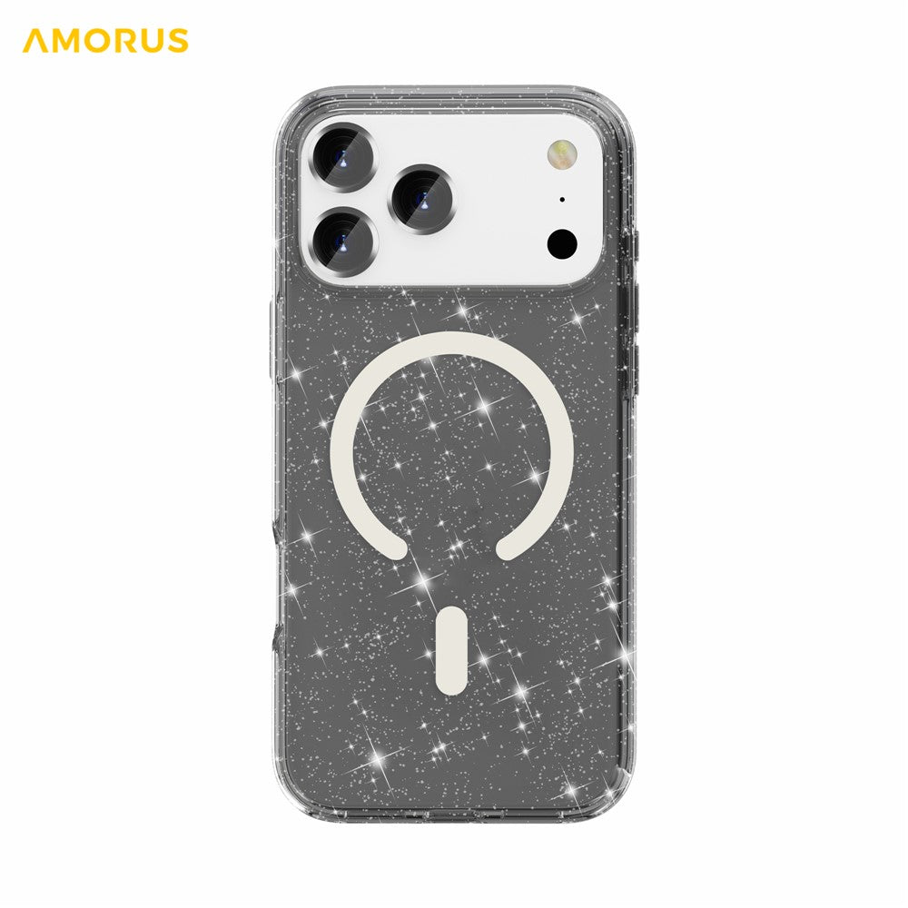 AMORUS For iPhone 17 Pro Max Magnetic Case Compatible with MagSafe Glitter Powder PC + TPU Phone Cover