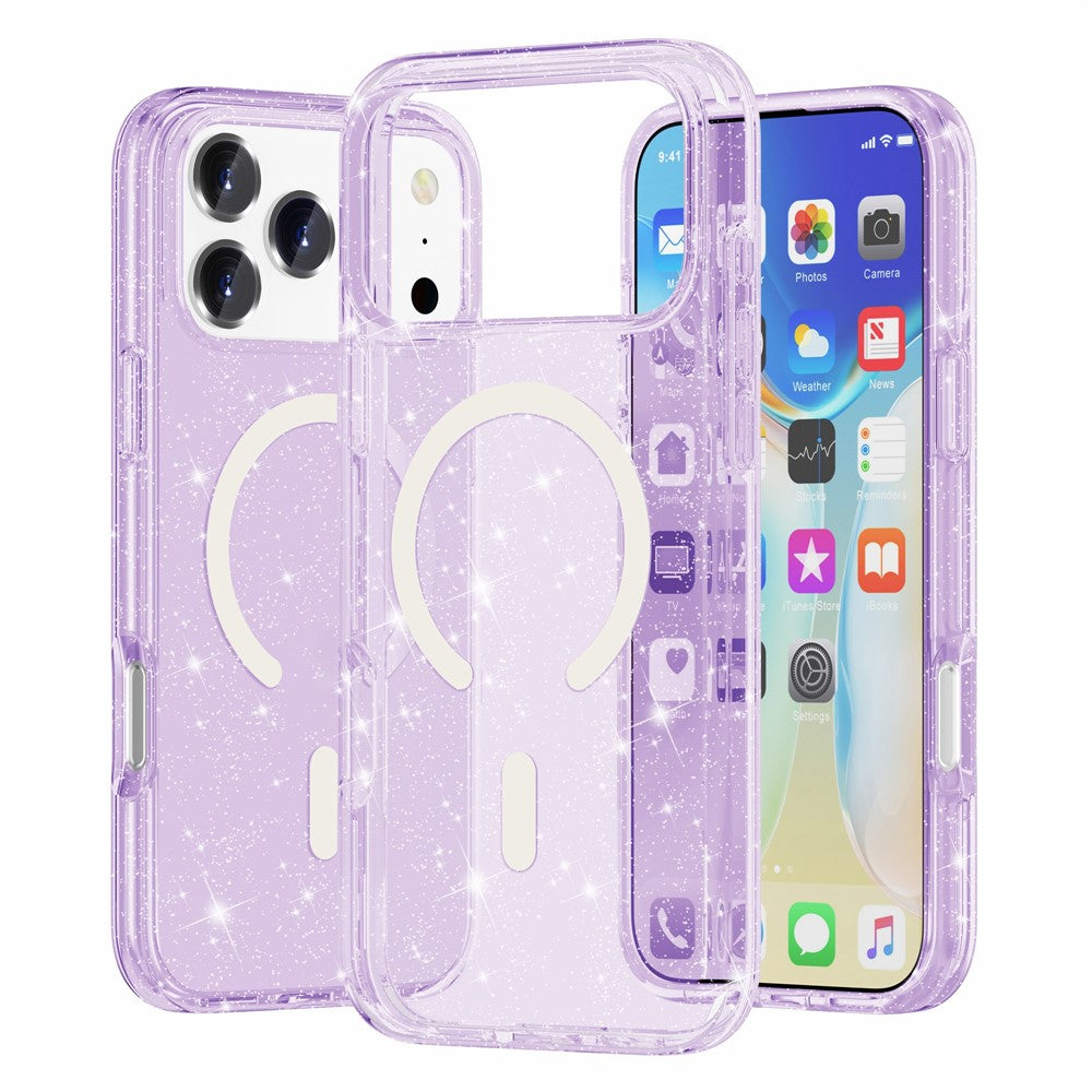 AMORUS For iPhone 17 Pro Max Magnetic Case Compatible with MagSafe Glitter Powder PC + TPU Phone Cover