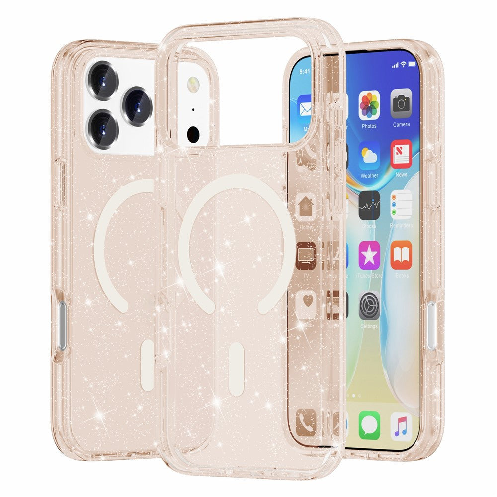 AMORUS til iPhone 17 Pro Magnetisk Cover Kompatibel med MagSafe Glitter Pulver PC + TPU Telefoncover