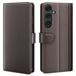 AMORUS For Samsung Galaxy S26 Stand Cases Calf Texture Genuine Split Leather Wallet Phone Cover
