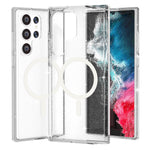 AMORUS For Samsung Galaxy S24 Ultra Magnetic Case Glitter Powder PC + TPU Phone Cover