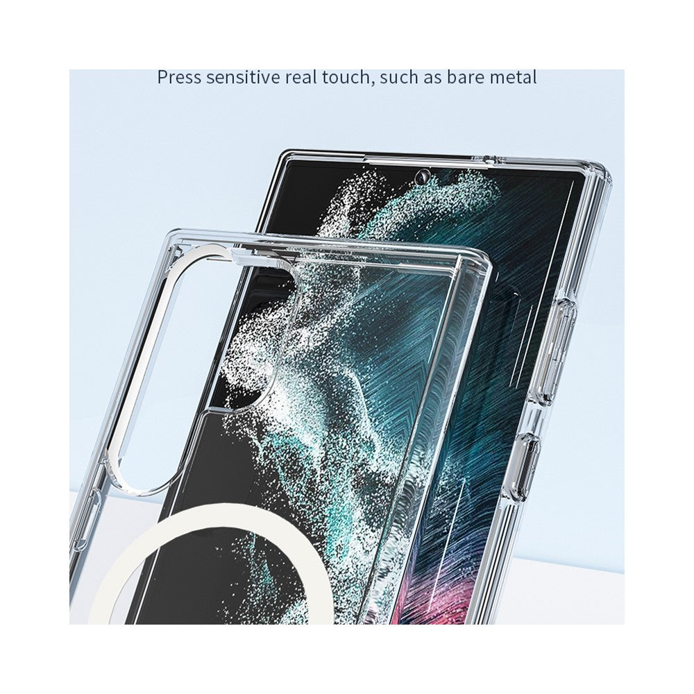 AMORUS For Samsung Galaxy S24 Ultra Magnetic Case Glitter Powder PC + TPU Phone Cover
