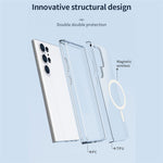 AMORUS For Samsung Galaxy S24 Ultra Magnetic Case Glitter Powder PC + TPU Phone Cover