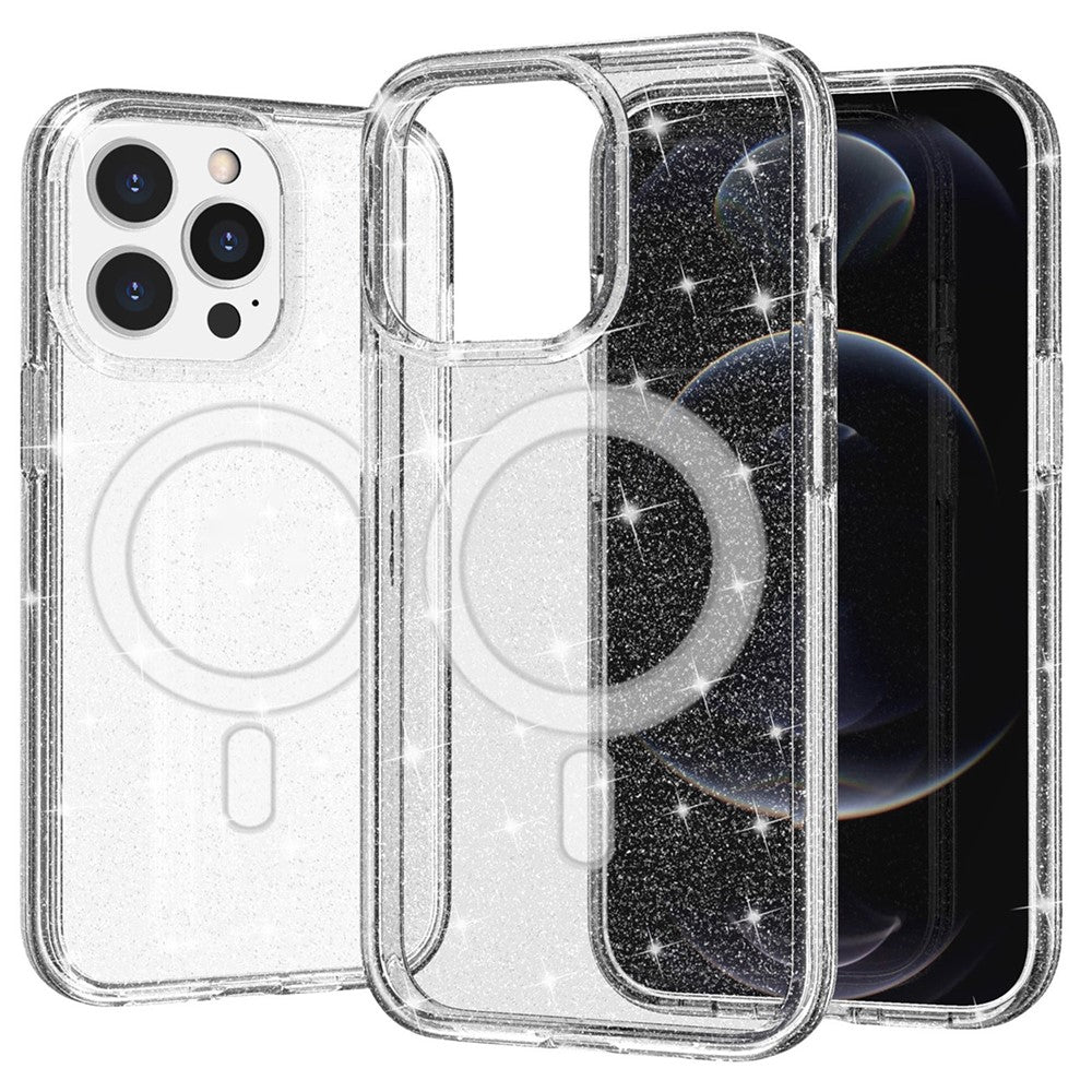 AMORUS Magnetic Case For iPhone 12 Pro  /  12 Compatible with MagSafe Glitter Powder PC + TPU Phone Cover