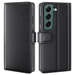 AMORUS til Samsung Galaxy S23+ stativetuier kalvetekstur ægte spaltelæder pung telefoncover