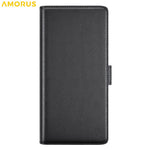 AMORUS For Samsung Galaxy A08 5G / A08 4G / A07 4G Stand Cases Calf Texture Genuine Split Leather Wallet Phone Cover