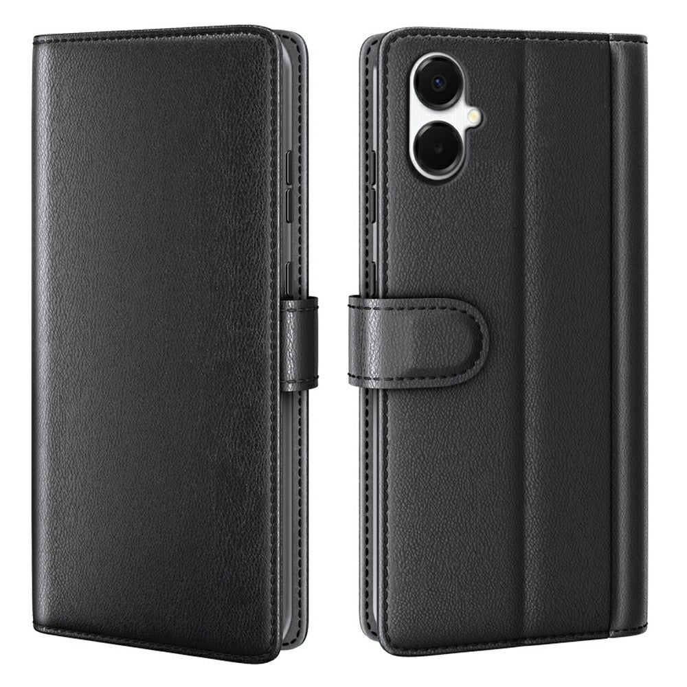 AMORUS For Samsung Galaxy A08 5G / A08 4G / A07 4G Stand Cases Calf Texture Genuine Split Leather Wallet Phone Cover