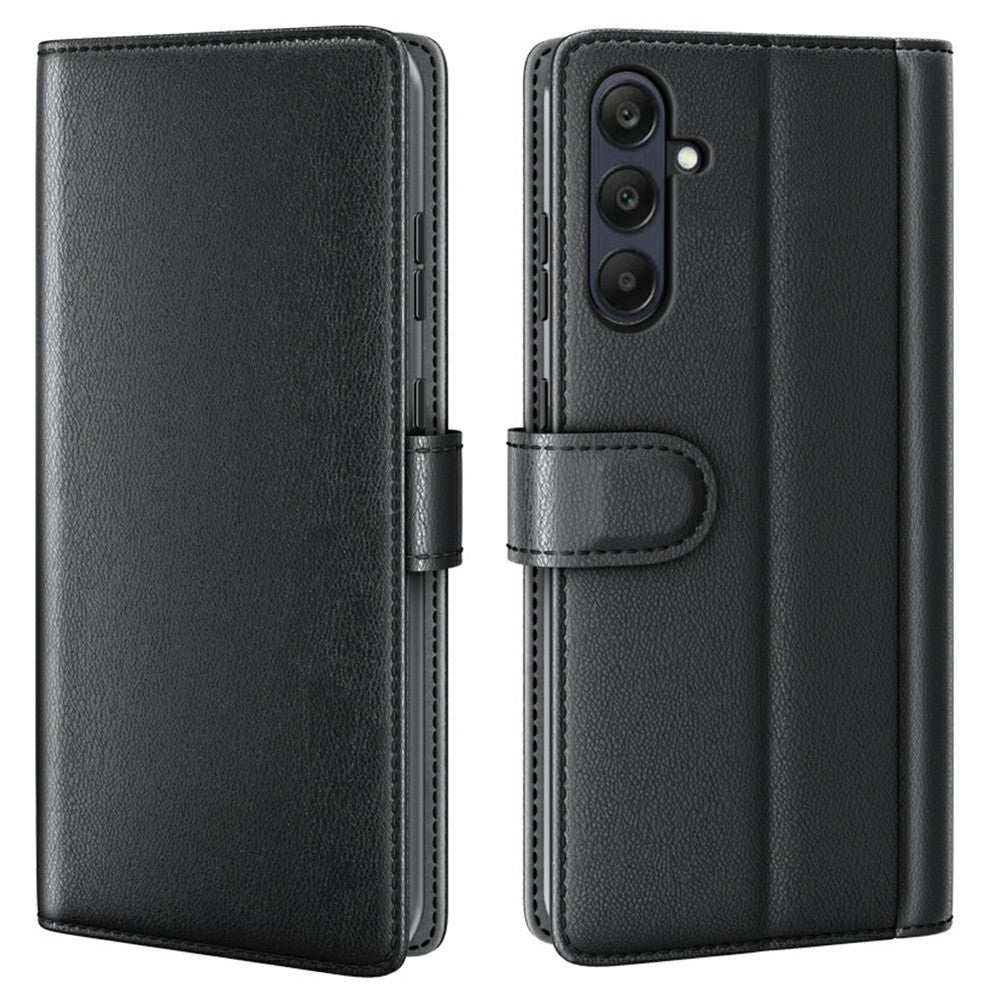 AMORUS For Samsung Galaxy S23 FE Stand Cases Calf Texture Genuine Split Leather Wallet Phone Cover