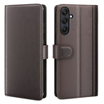 AMORUS For Samsung Galaxy S23 FE Stand Cases Calf Texture Genuine Split Leather Wallet Phone Cover