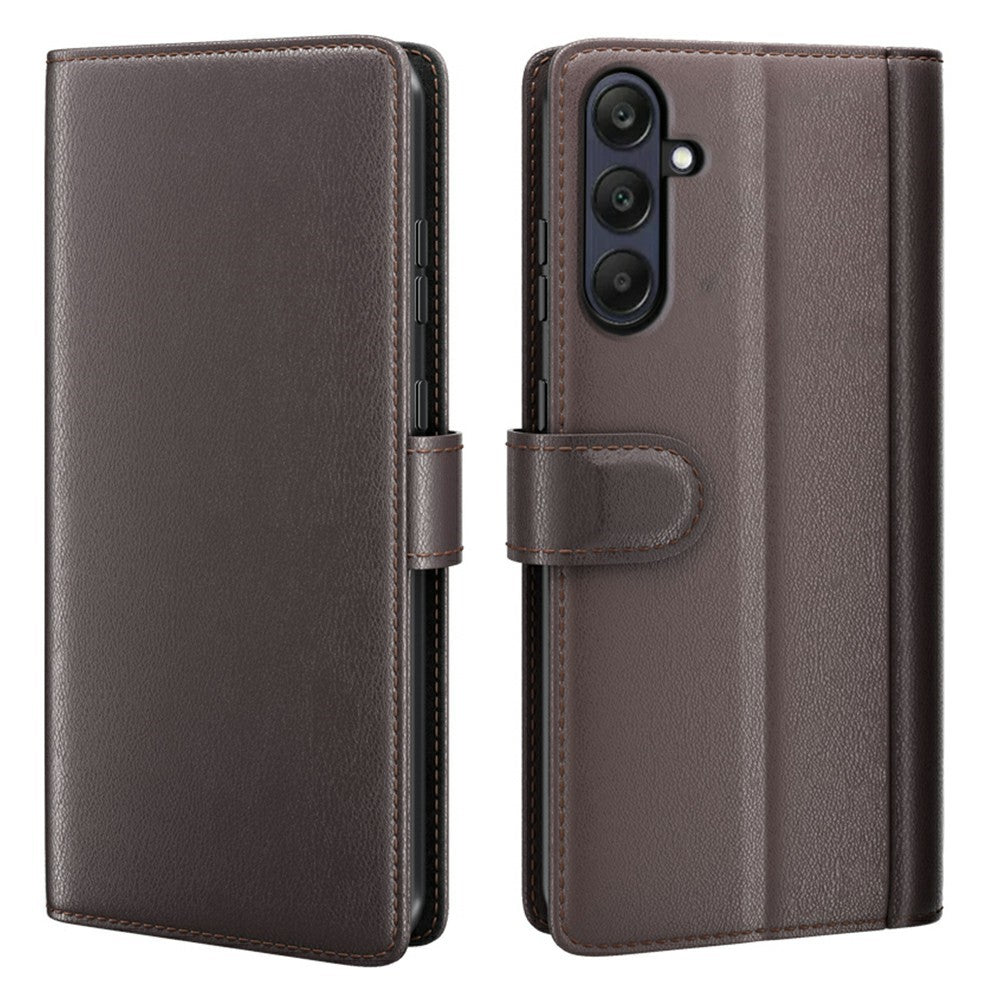 AMORUS For Samsung Galaxy S23 FE Stand Cases Calf Texture Genuine Split Leather Wallet Phone Cover