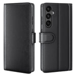 AMORUS til Samsung Galaxy A15 5G Stativetuier Kalveskind Tekstur Ægte Spaltlæder Pung Telefoncover