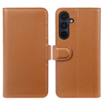AMORUS til Samsung Galaxy A15 5G Stativetuier Kalveskind Tekstur Ægte Spaltlæder Pung Telefoncover