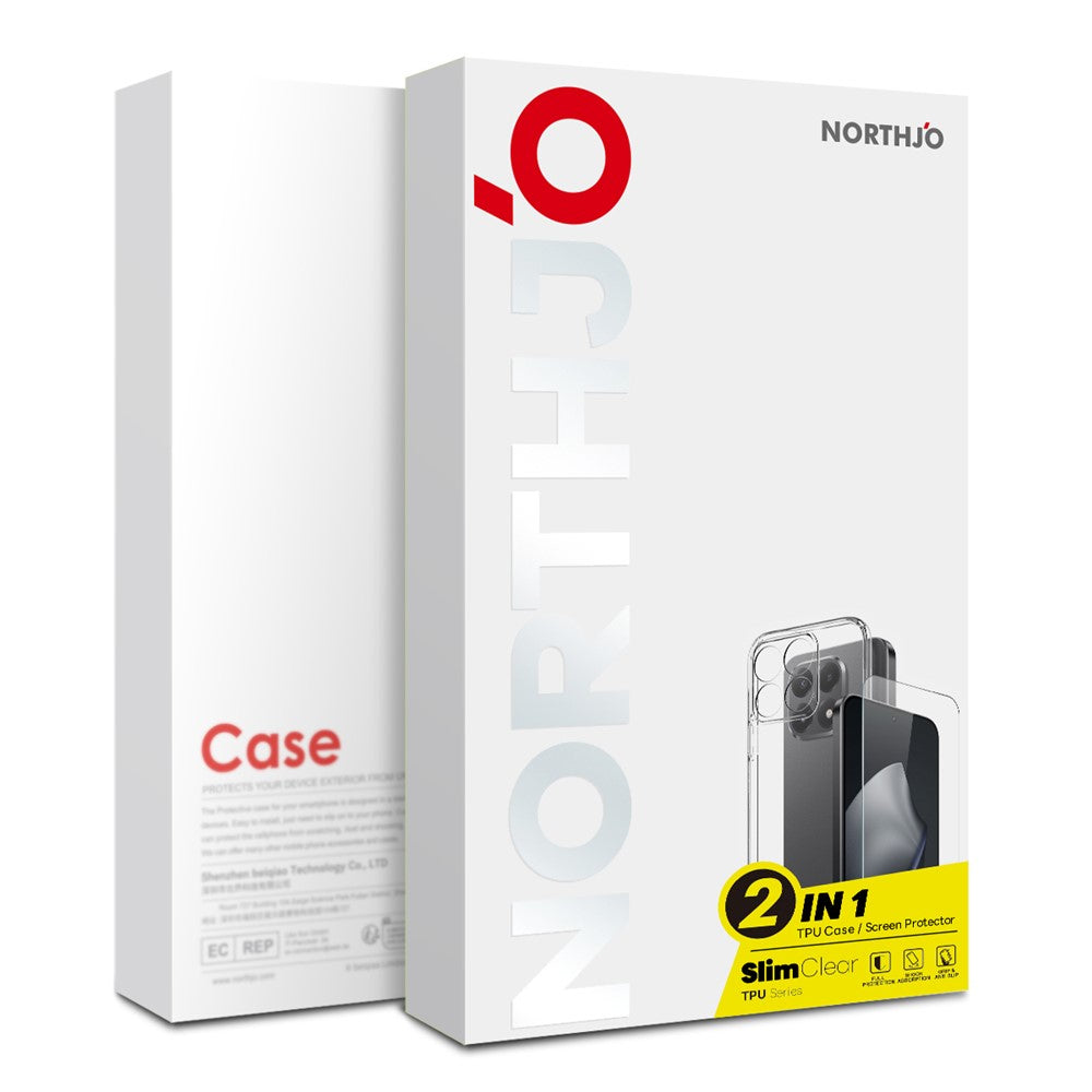 NORTHJO For Oppo Find X9 5G Case Soft TPU Clear Phone Cover with Tempered Glass Screen Protector (Support Fingerprint Unlock)