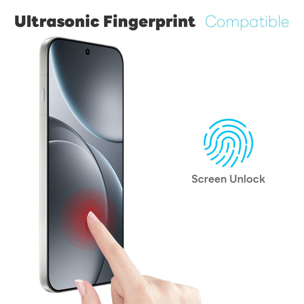 NORTHJO For Oppo Find X9 Pro 5G Case Soft TPU Clear Phone Cover with Tempered Glass Screen Protector (Support Fingerprint Unlock)
