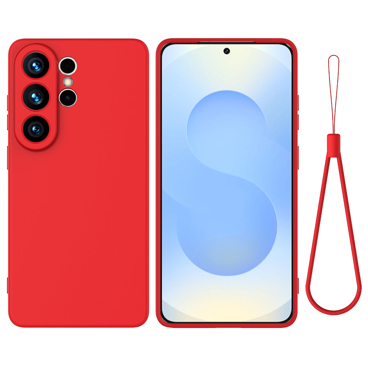 Til Samsung Galaxy S26 Ultra Flydende Silikone Cover Telefon Bagside med Håndrem