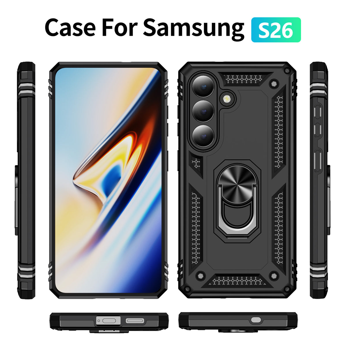 Samsung Galaxy S26-skal PC + TPU-mobilskal med stöd