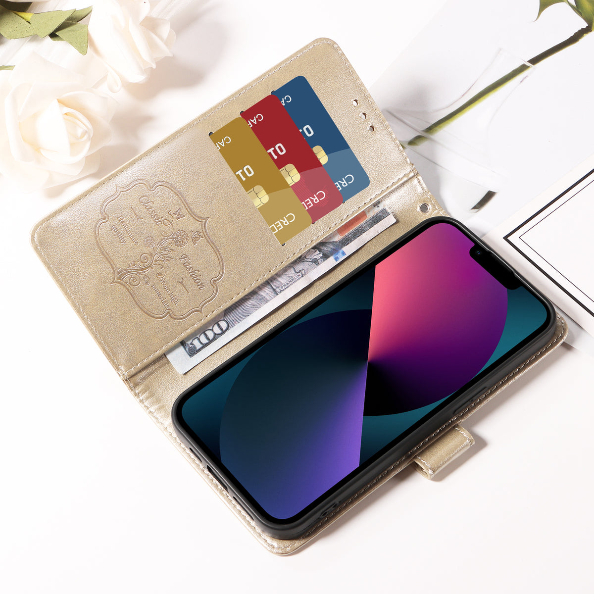 Til Honor Play10 4G Læder Cover Sommerfugle Blomsterpræg Tegnebog Stativ Cover