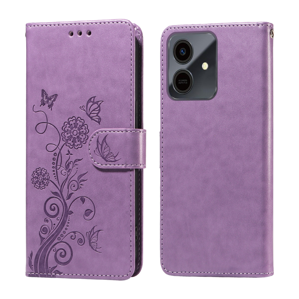 Til Honor Play10 4G Læder Cover Sommerfugle Blomsterpræg Tegnebog Stativ Cover
