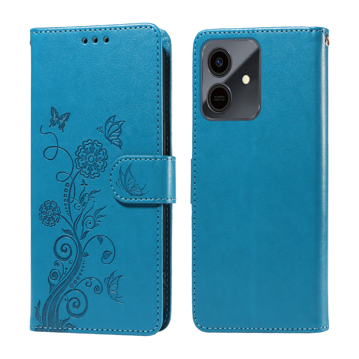 Til Honor Play10 4G Læder Cover Sommerfugle Blomsterpræg Tegnebog Stativ Cover