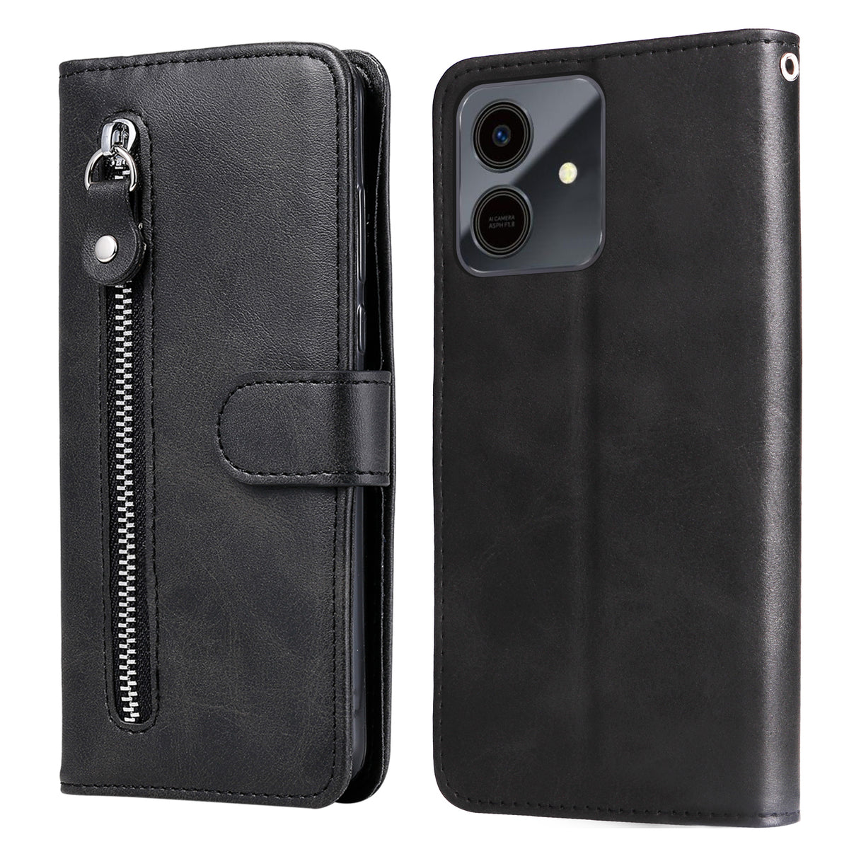 For Honor Play10 4G PU Leather Cases with Zipper Pocket Wallet Phone Cover Stand