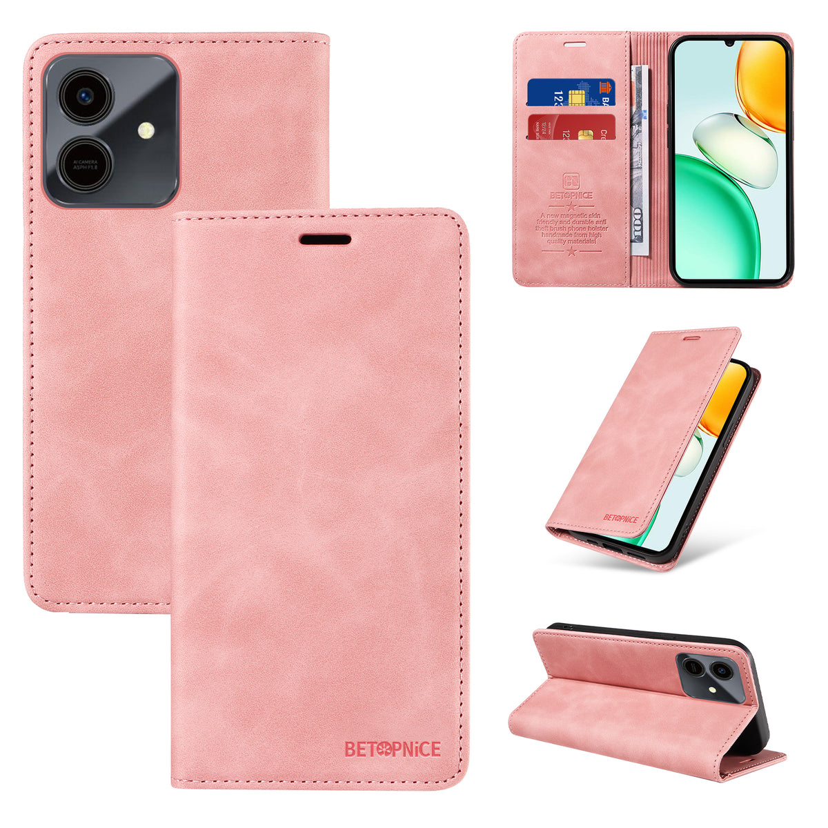 BETOPNICE For Honor Play10 4G Cover Magnetisk Lukning RFID-Blokering Pung Stativ Læder Telefonetui