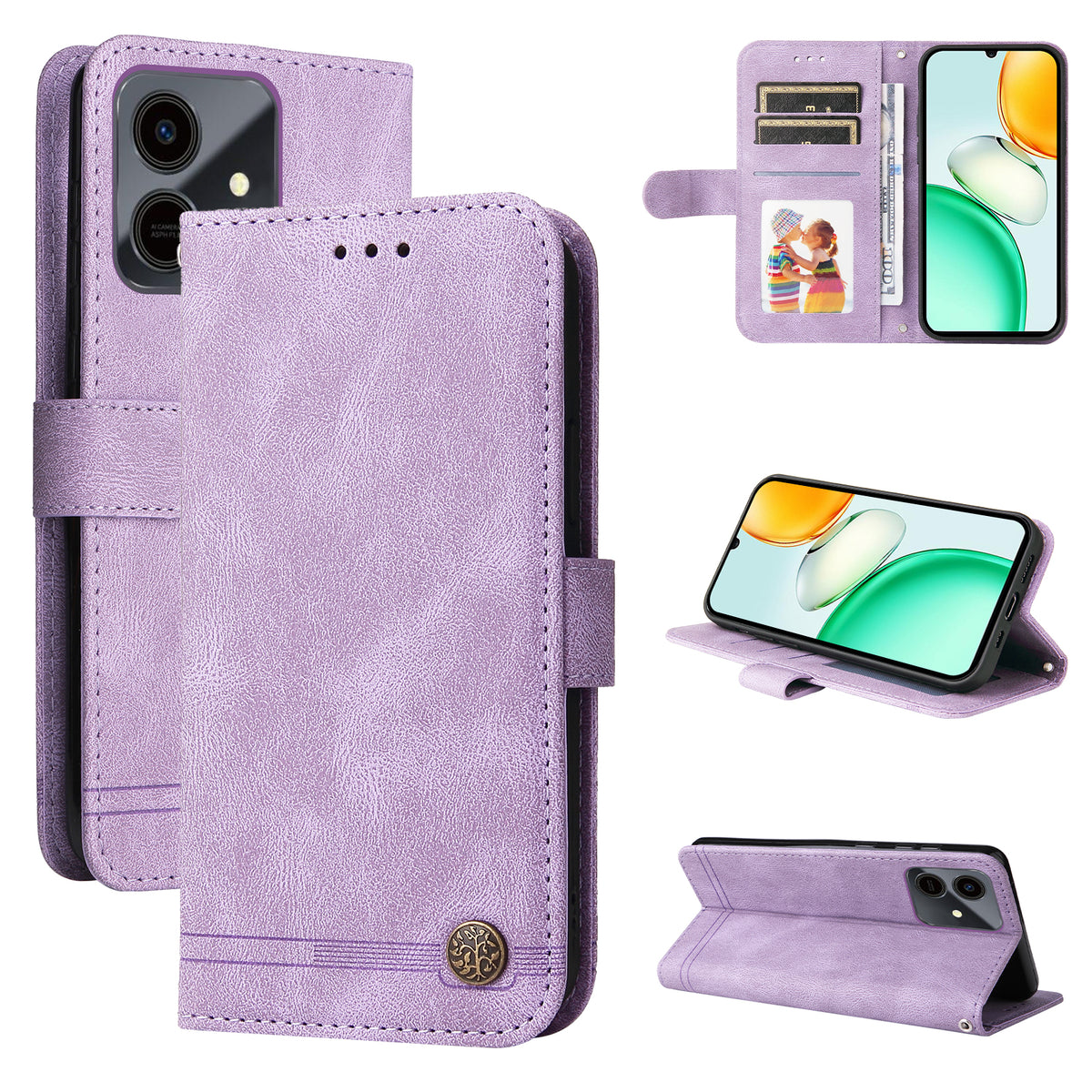 For Honor Play10 4G Leather Wallet Cases Skin Touch Phone Cover Stand with Strap