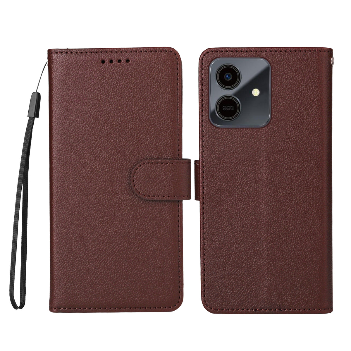 For Honor Play10 4G Case RFID Blocking 3 Card Slots PU Leather Phone Cover with Wrist Strap