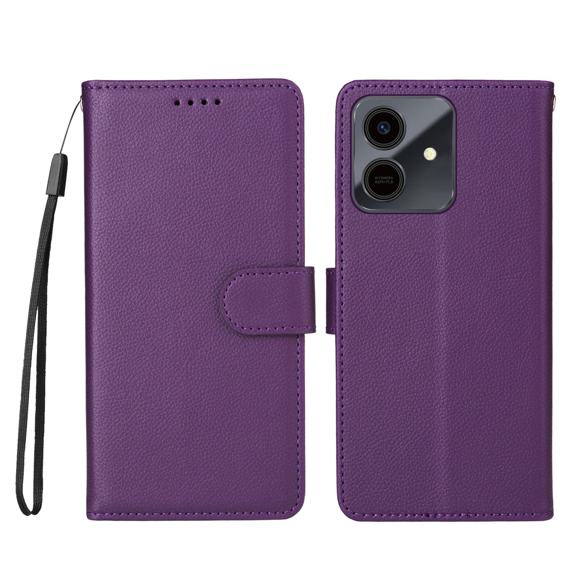 For Honor Play10 4G Case RFID Blocking 3 Card Slots PU Leather Phone Cover with Wrist Strap