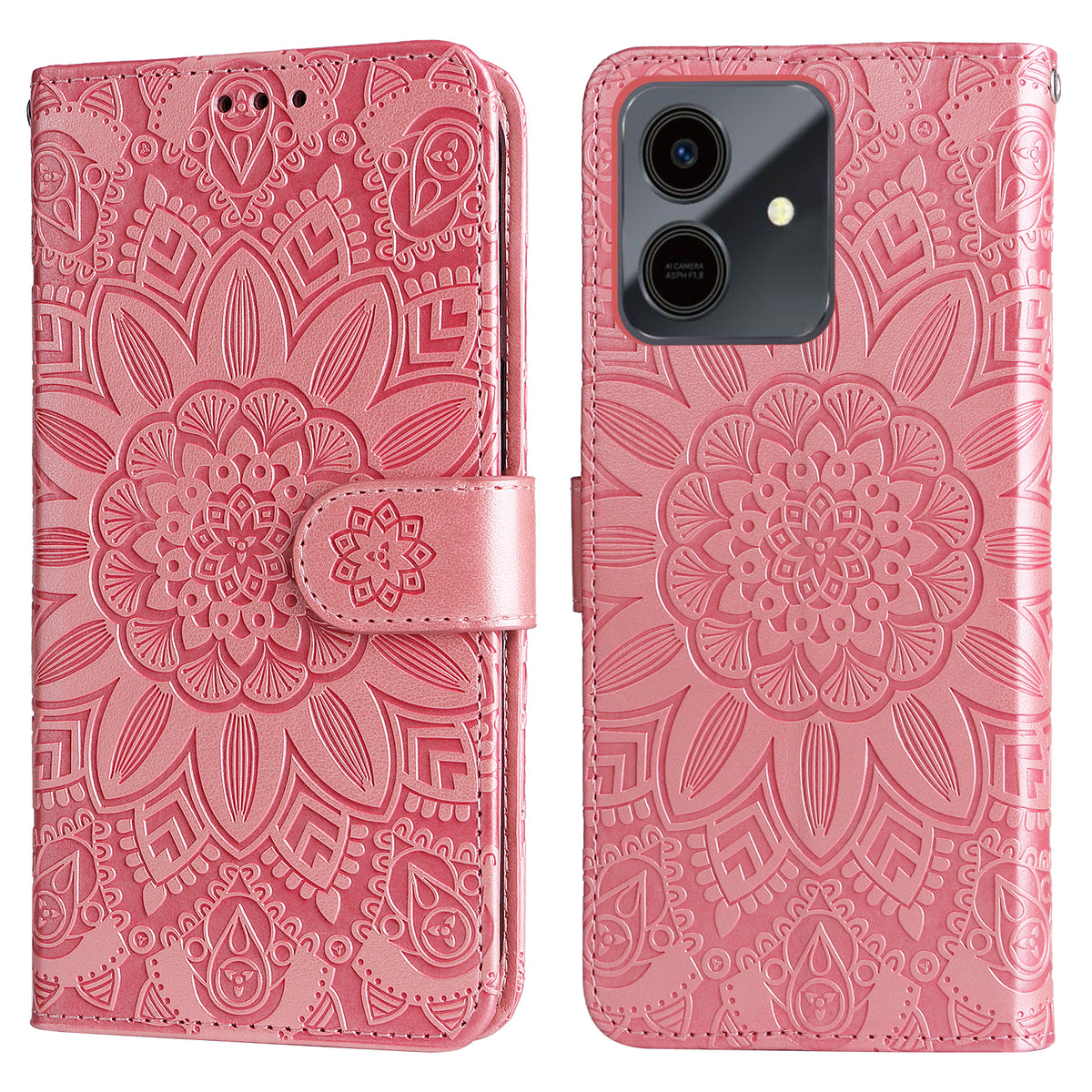 For Honor Play10 4G Cover med Solrosaftryk i Læder Tegnebog Telefoncover