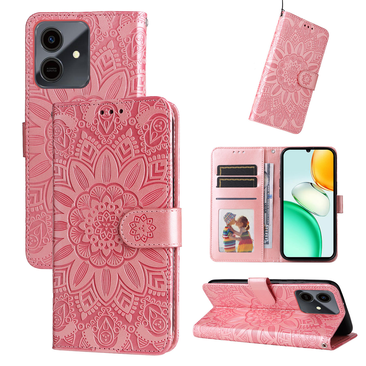For Honor Play10 4G Case Sunflower Imprint Leather Wallet Phone Cover