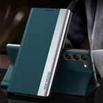 For Samsung Galaxy S23 Electroplating PU Leather Flip Viewing Stand Cover Cell Phone Case