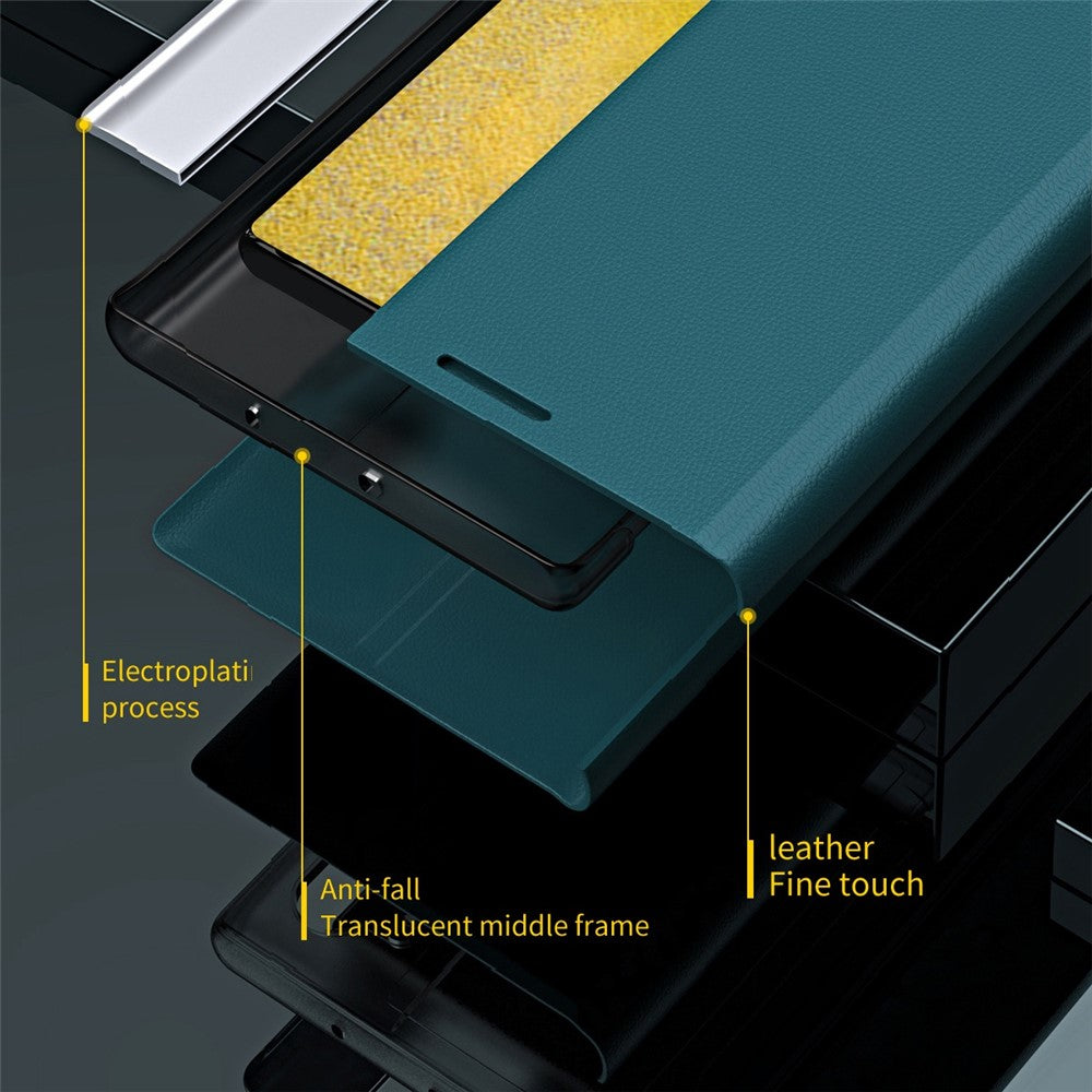 For Samsung Galaxy S23 Electroplating PU Leather Flip Viewing Stand Cover Cell Phone Case